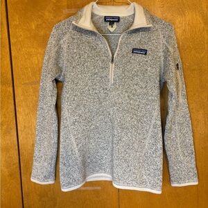 Patagonia Sz XS Beige Light Gray 3/4‎ Zip Fleece Jacket Comfort Cottagecore